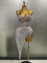 2025 New Sparkly Rhinestone Sequin Tassel Sexy Mini Skirt Two Pieces Set Women Birthday Celebrate Party Nightclub Stage Costume